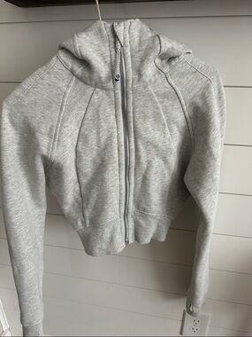Lululemon Light Gray Zip-Up scuba hoodie - Sz 0